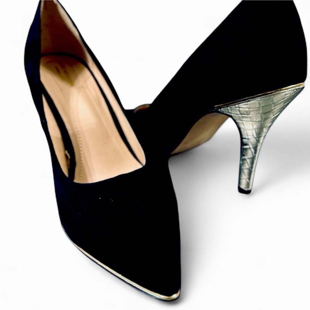 MARC NEW YORK - Peggy - Black Suede Heels with Gold Accents, Size 10